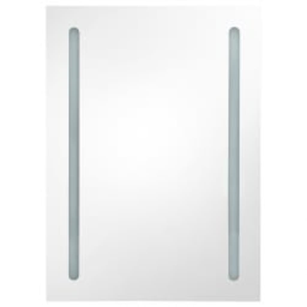 badeværelsesskab med spejl + LED-lys 50x13x70 cm blank grå