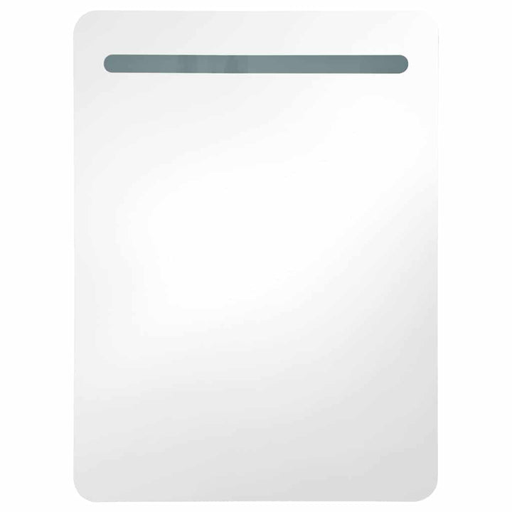 badeværelsesskab med spejl + LED-lys 60x11x80 cm betongrå