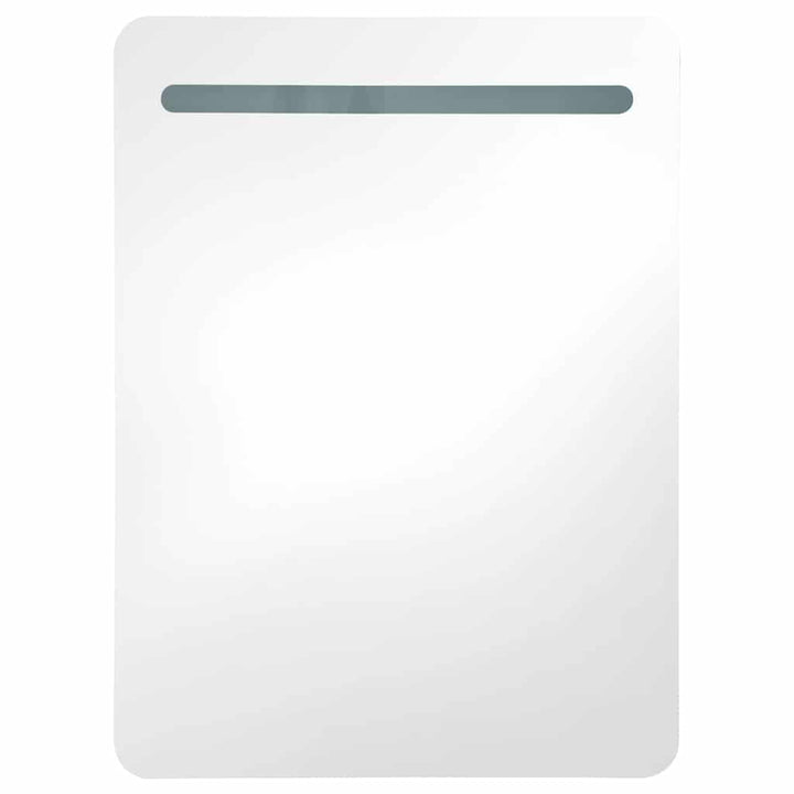 badeværelsesskab med spejl + LED-lys 60x11x80 cm blank grå
