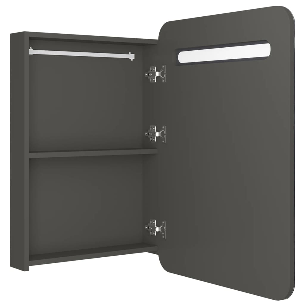 badeværelsesskab med spejl + LED-lys 60x11x80 cm antracitgrå