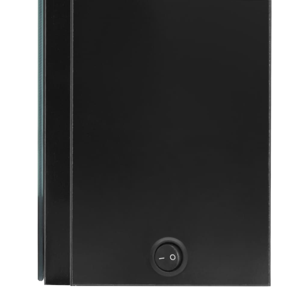 badeværelsesskab med spejl + LED-lys 80x12x68 cm skinnende sort