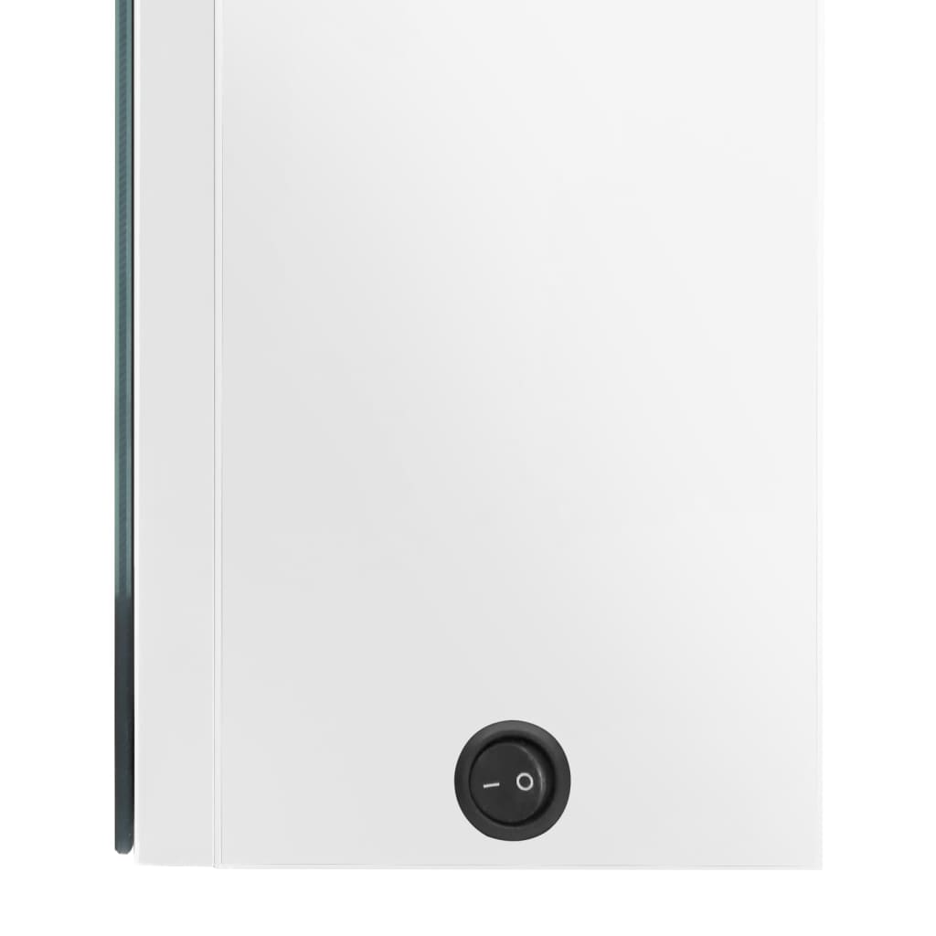 badeværelsesskab med spejl + LED-lys 80x12x68 cm skinnende hvid
