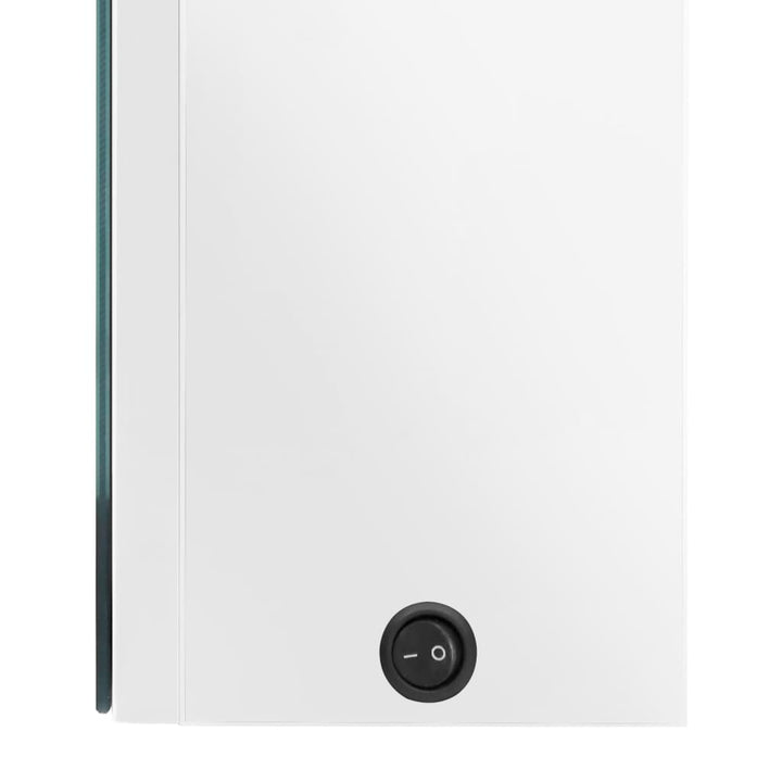 badeværelsesskab med spejl + LED-lys 80x12x68 cm skinnende hvid