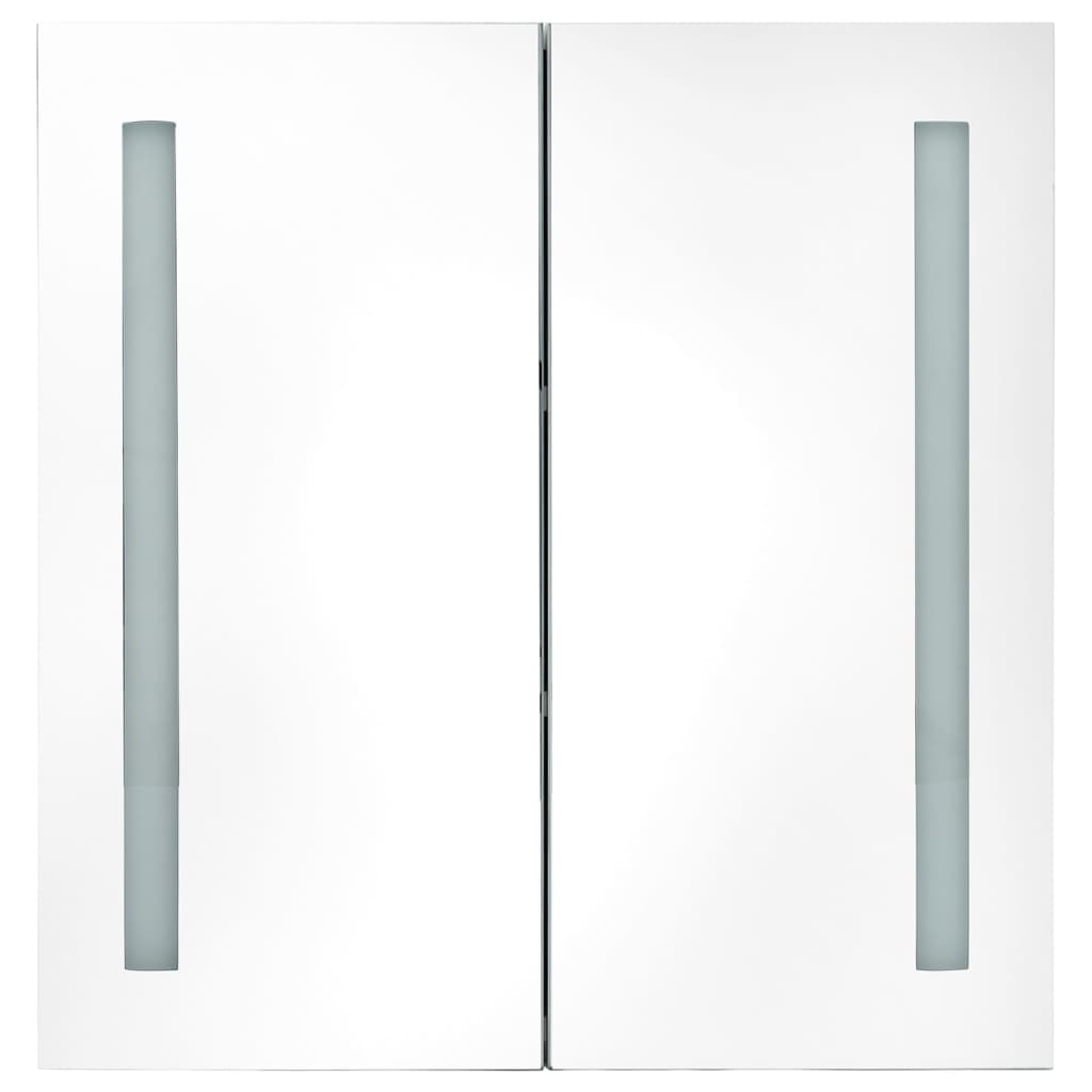badeværelsesskab med spejl + LED-lys 62x14x60 cm betongrå