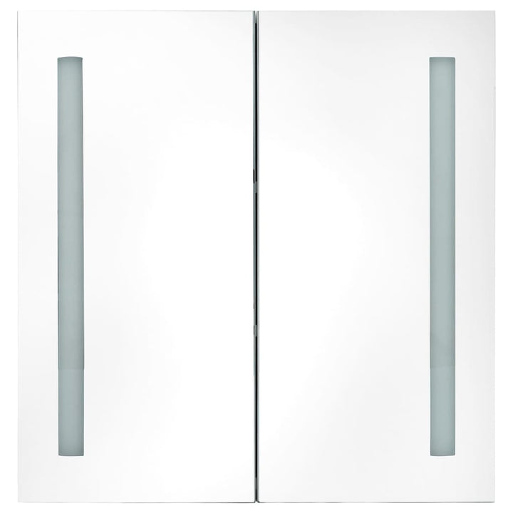 badeværelsesskab med spejl + LED-lys 62x14x60 cm skinnende grå
