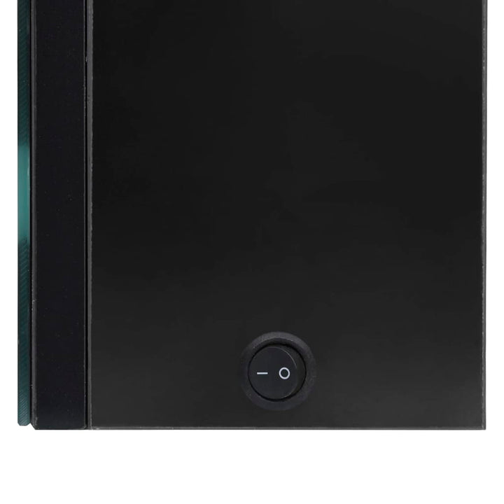 badeværelsesskab med spejl + LED-lys 89x14x62 cm skinnende sort