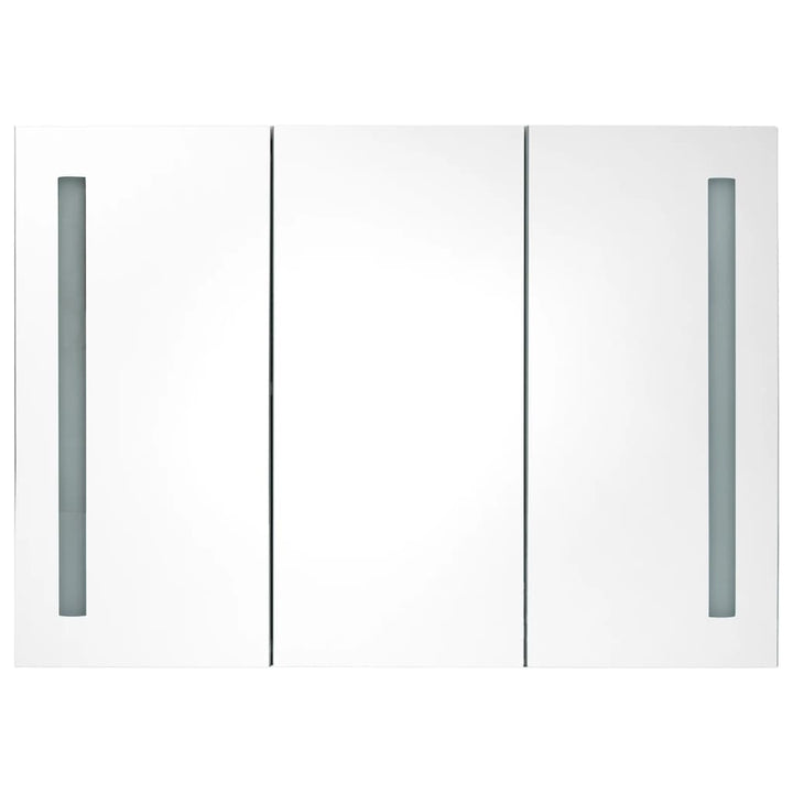badeværelsesskab med spejl + LED-lys 89x14x62 cm skinnende grå