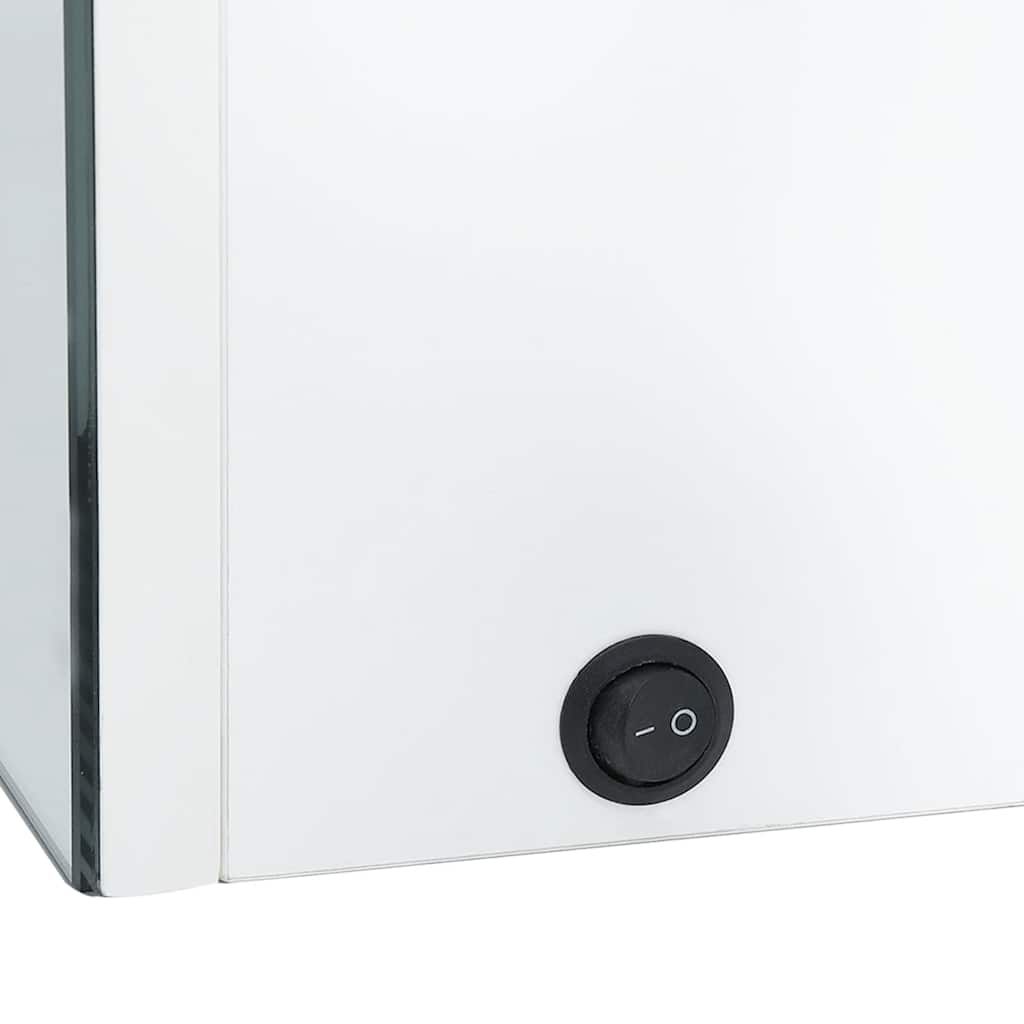 badeværelsesskab med spejl + LED-lys 89x14x62 cm skinnende hvid