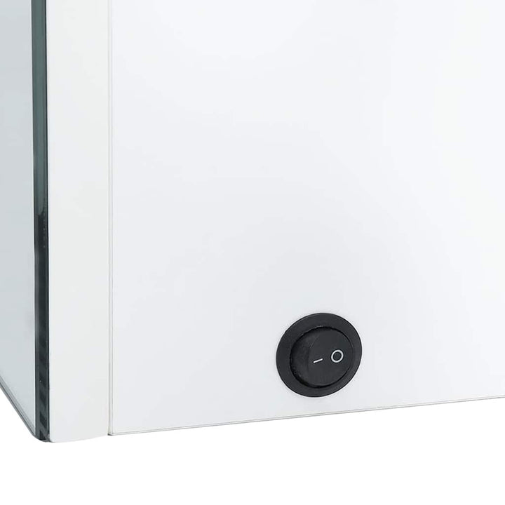 badeværelsesskab med spejl + LED-lys 89x14x62 cm skinnende hvid