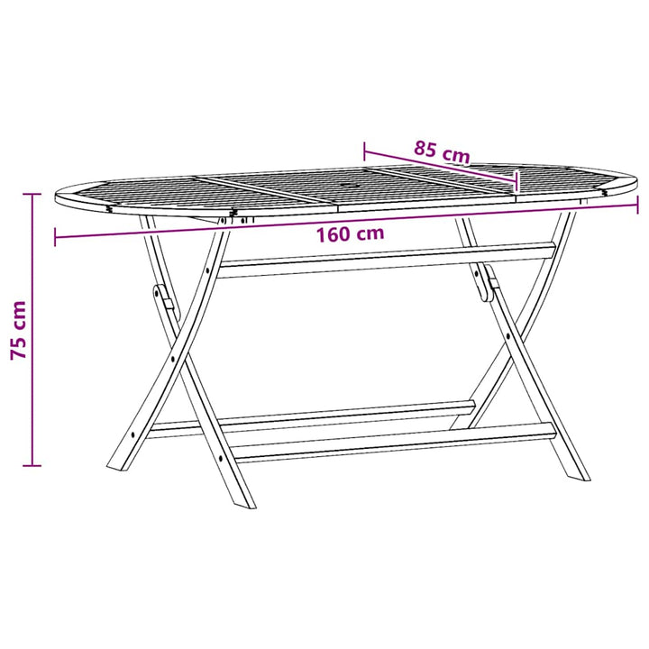 foldbart havebord 160x85x75 cm massivt eukalyptustræ