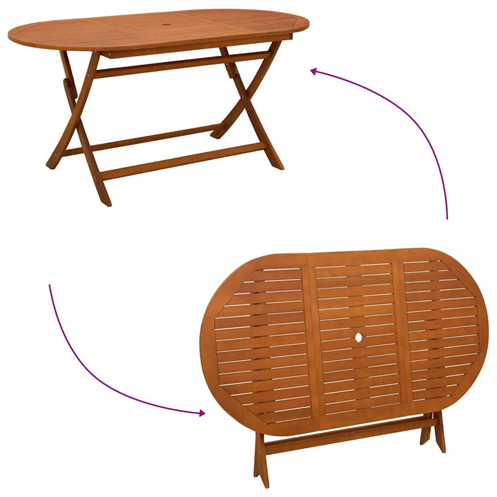 foldbart havebord 160x85x75 cm massivt eukalyptustræ