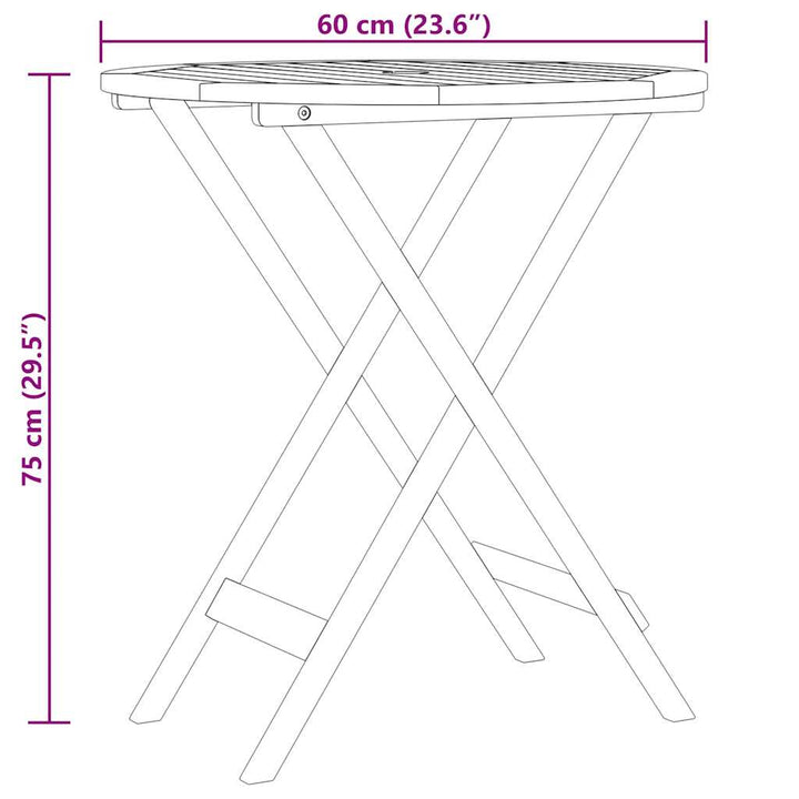 foldbart havebord Ø60x75 cm massivt eukalyptustræ