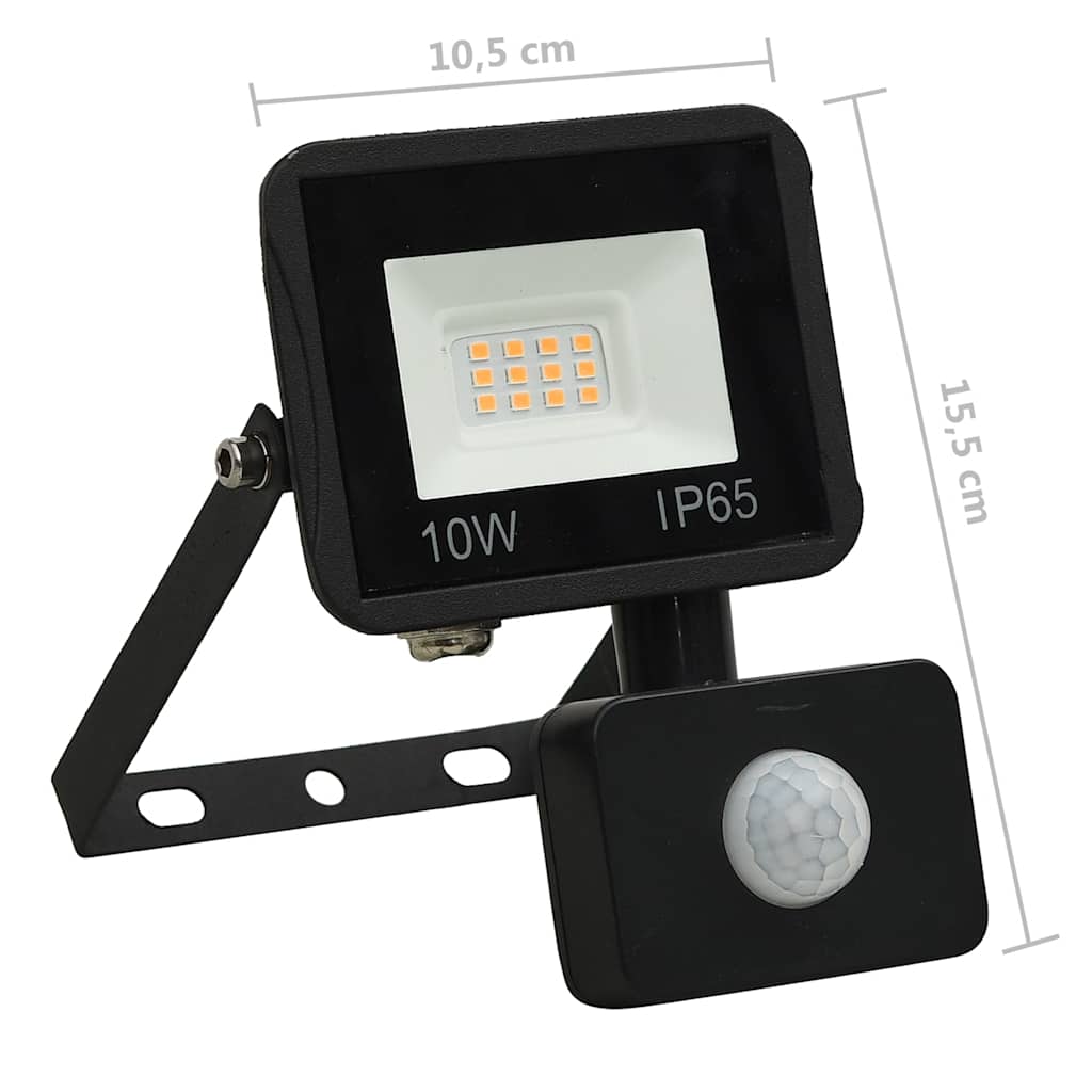 LED-projektør med sensor 10 W varm hvid