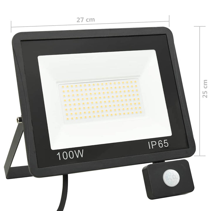 LED-projektør med sensor 100 W varm hvid