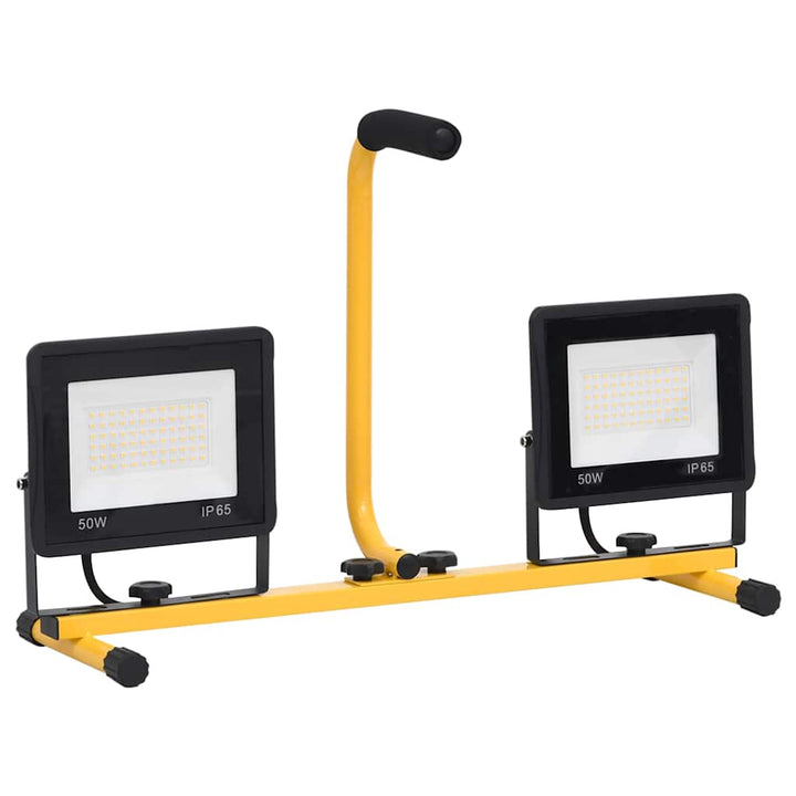LED-projektør med håndtag 2x50 W varm hvid
