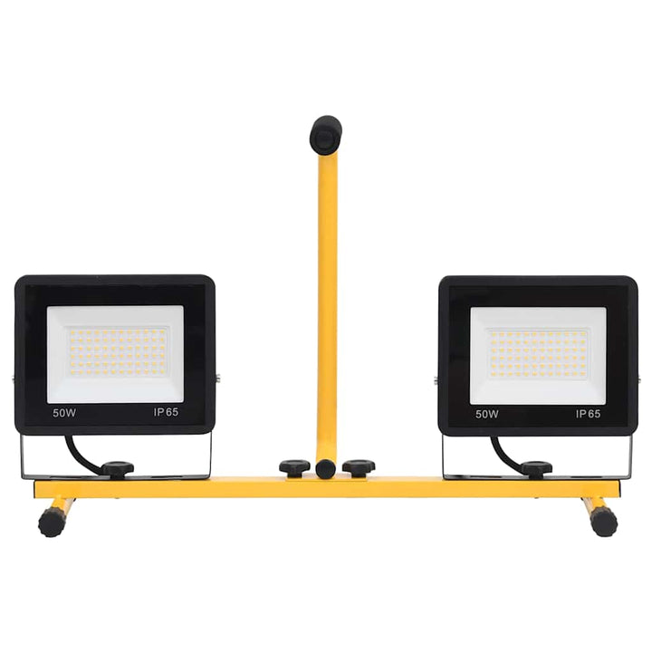 LED-projektør med håndtag 2x50 W varm hvid