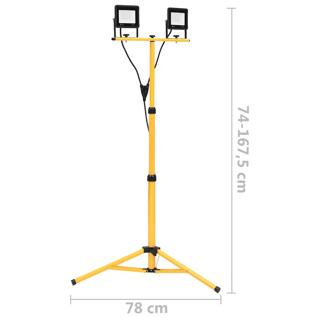 LED-projektør med stativ 2x20 W varm hvid