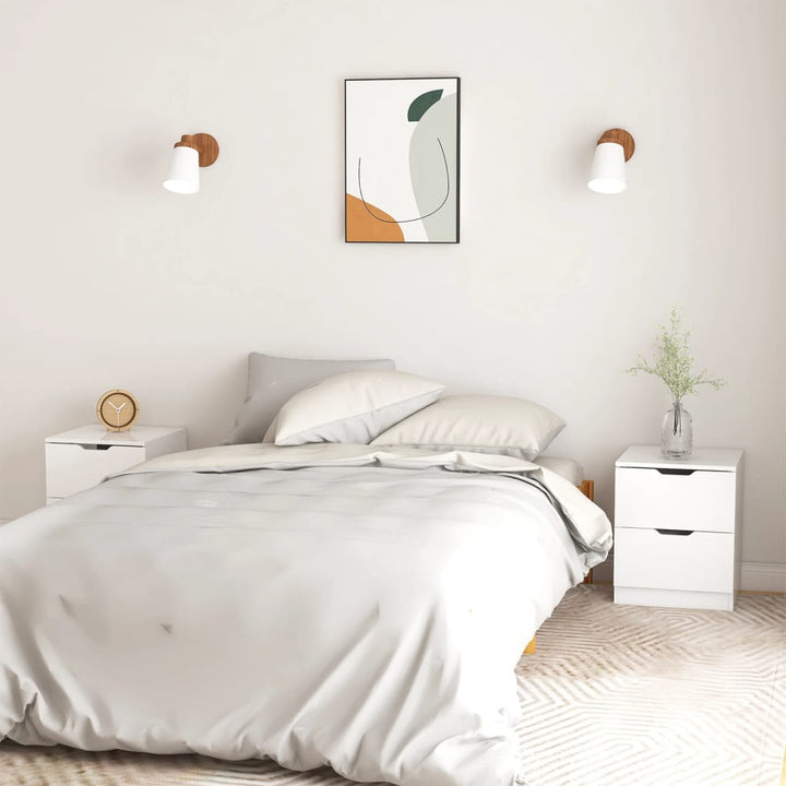 sengeborde 2 stk. 40x40x50 cm konstrueret træ hvid højglans