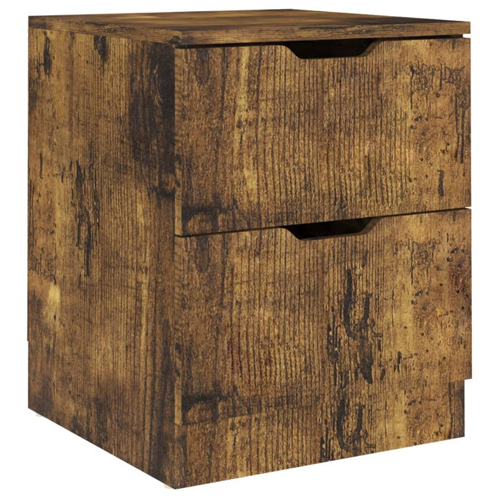 sengeborde 2 stk. 40x40x50 cm konstrueret træ røget egetræ