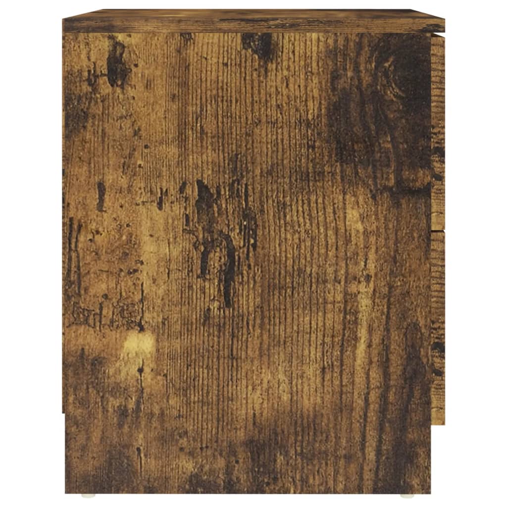 sengeborde 2 stk. 40x40x50 cm konstrueret træ røget egetræ