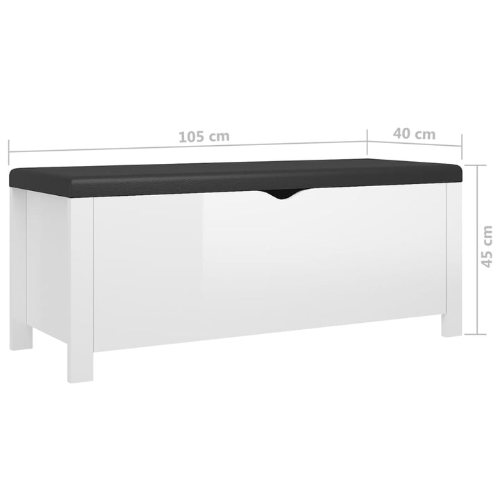 opbevaringskasse med hynde 105x40x45cm konstrueret træ højglans