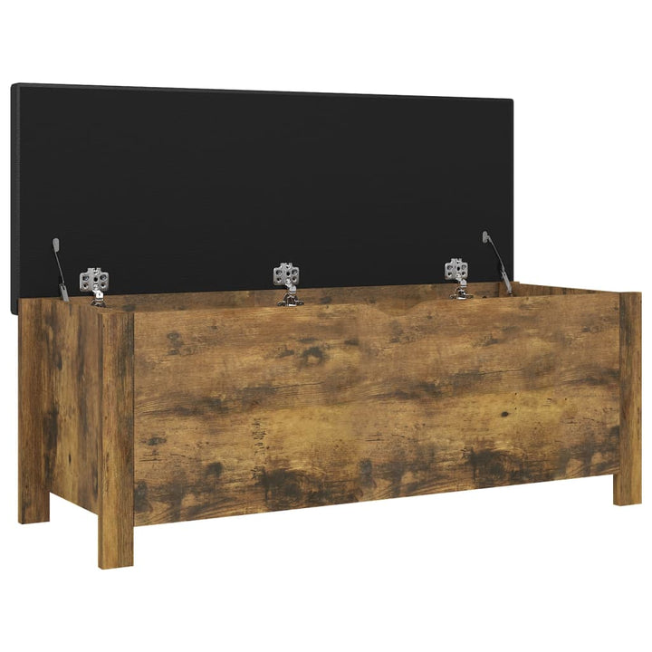opbevaringskasse med hynde 105x40x45cm konstrueret træ røget eg