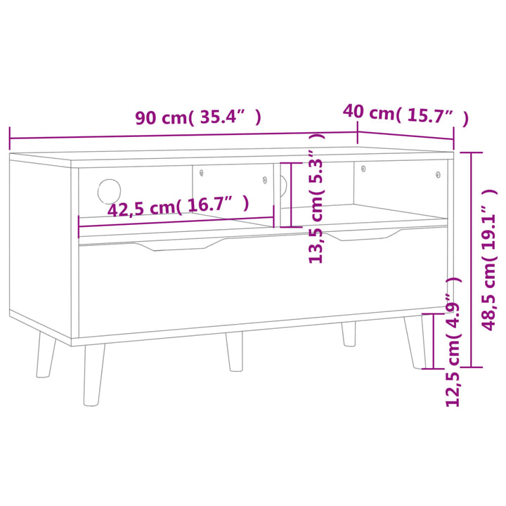 tv-bord 90x40x48,5 cm konstrueret træ betongrå