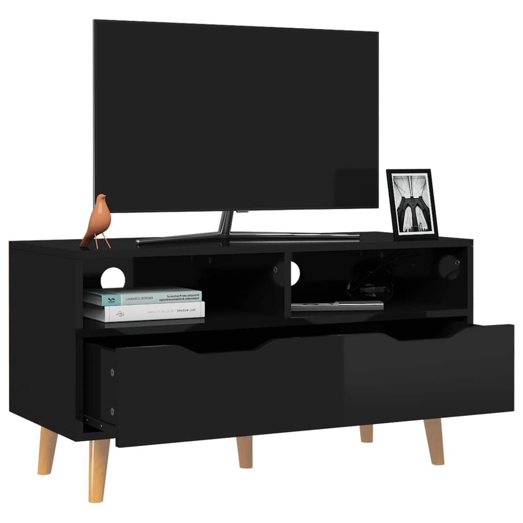 tv-bord 90x40x48,5 cm konstrueret træ sort højglans