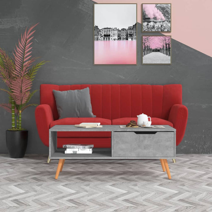 sofabord 100x49,5x43 cm konstrueret træ betongrå