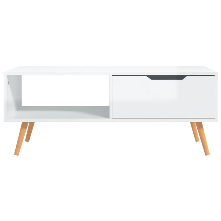 sofabord 100x49,5x43 cm konstrueret træ hvid højglans