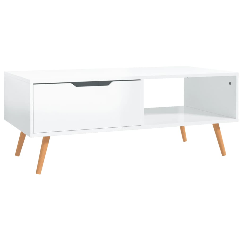 sofabord 100x49,5x43 cm konstrueret træ hvid højglans