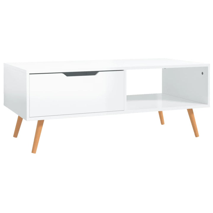sofabord 100x49,5x43 cm konstrueret træ hvid højglans