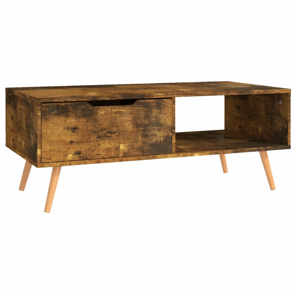 sofabord 100x49,5x43 cm konstrueret træ røget eg