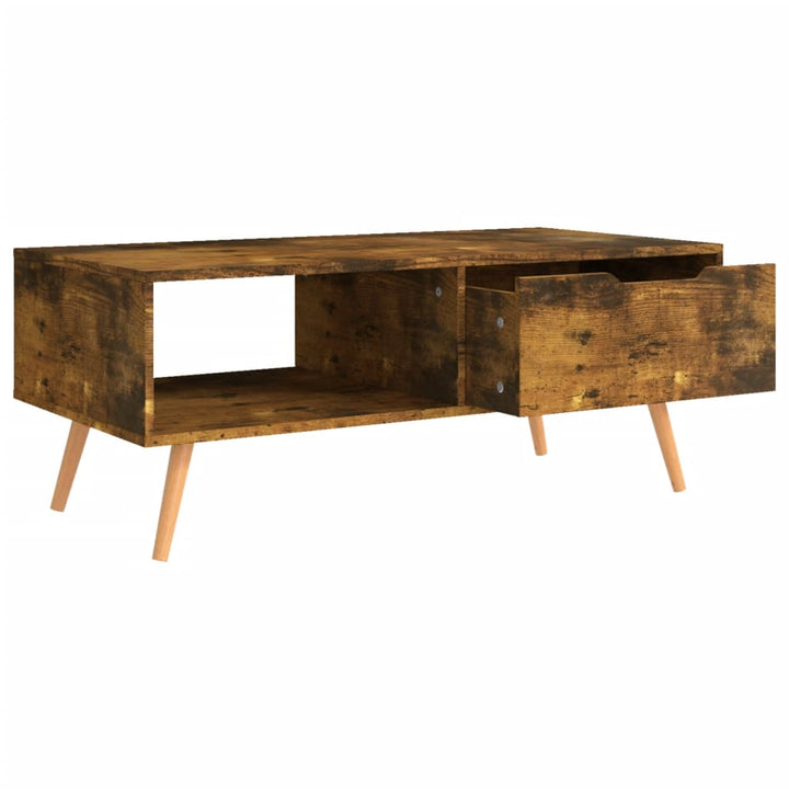 sofabord 100x49,5x43 cm konstrueret træ røget eg