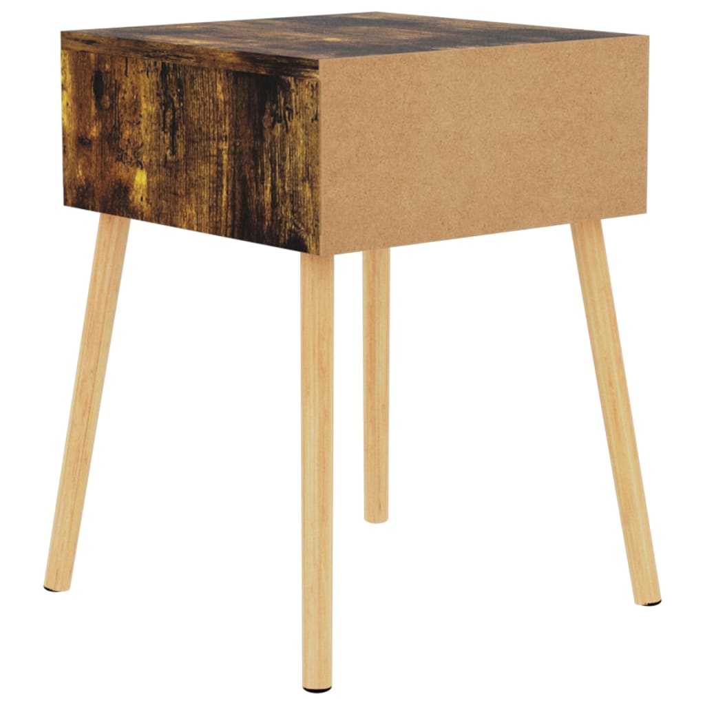 sengeborde 2 stk. 40x40x56 cm konstrueret træ røget eg