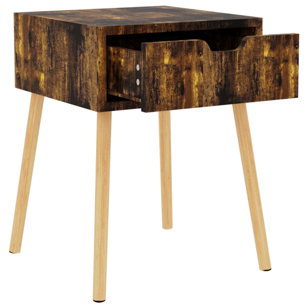 sengeborde 2 stk. 40x40x56 cm konstrueret træ røget eg