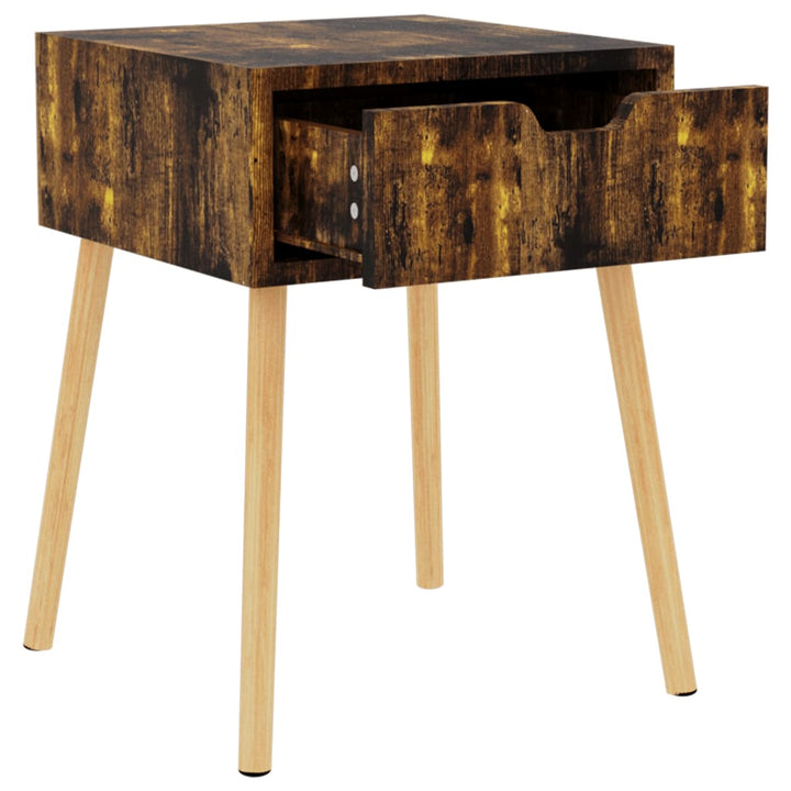 sengeborde 2 stk. 40x40x56 cm konstrueret træ røget eg