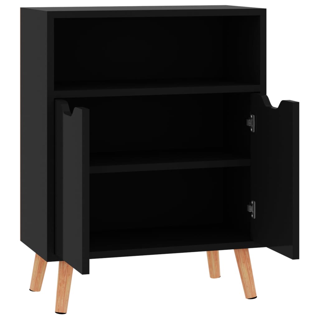 skænk 60x30x72 cm konstrueret træ sort højglans
