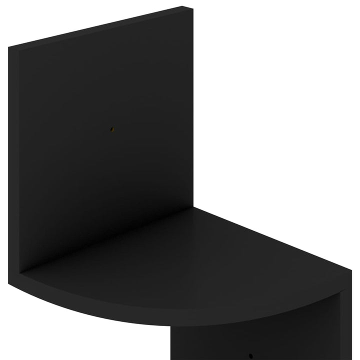 væghængt hjørnehylde 19x19x123 cm konstrueret træ sort