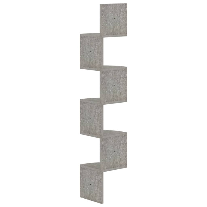 væghængt hjørnehylde 19x19x123 cm konstrueret træ betongrå