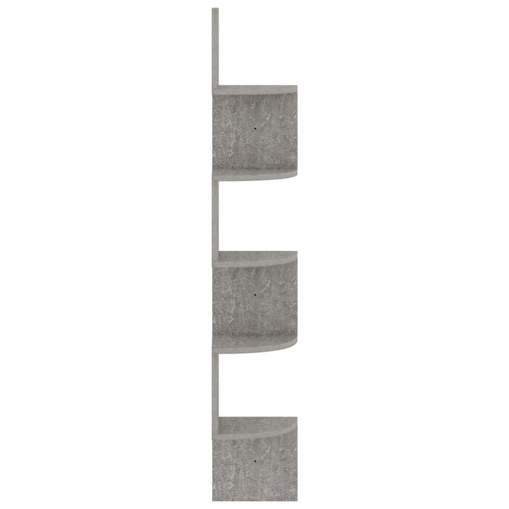 væghængt hjørnehylde 19x19x123 cm konstrueret træ betongrå
