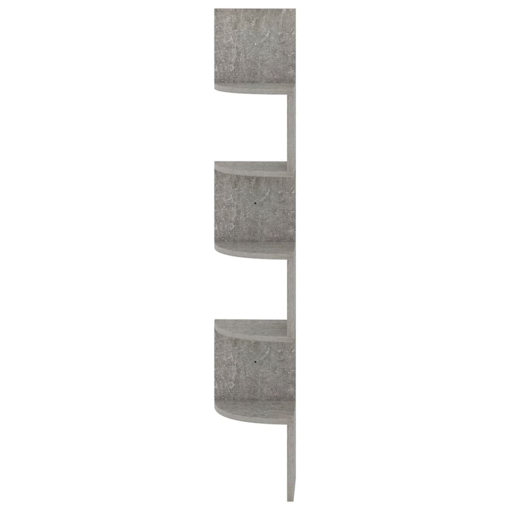 væghængt hjørnehylde 19x19x123 cm konstrueret træ betongrå