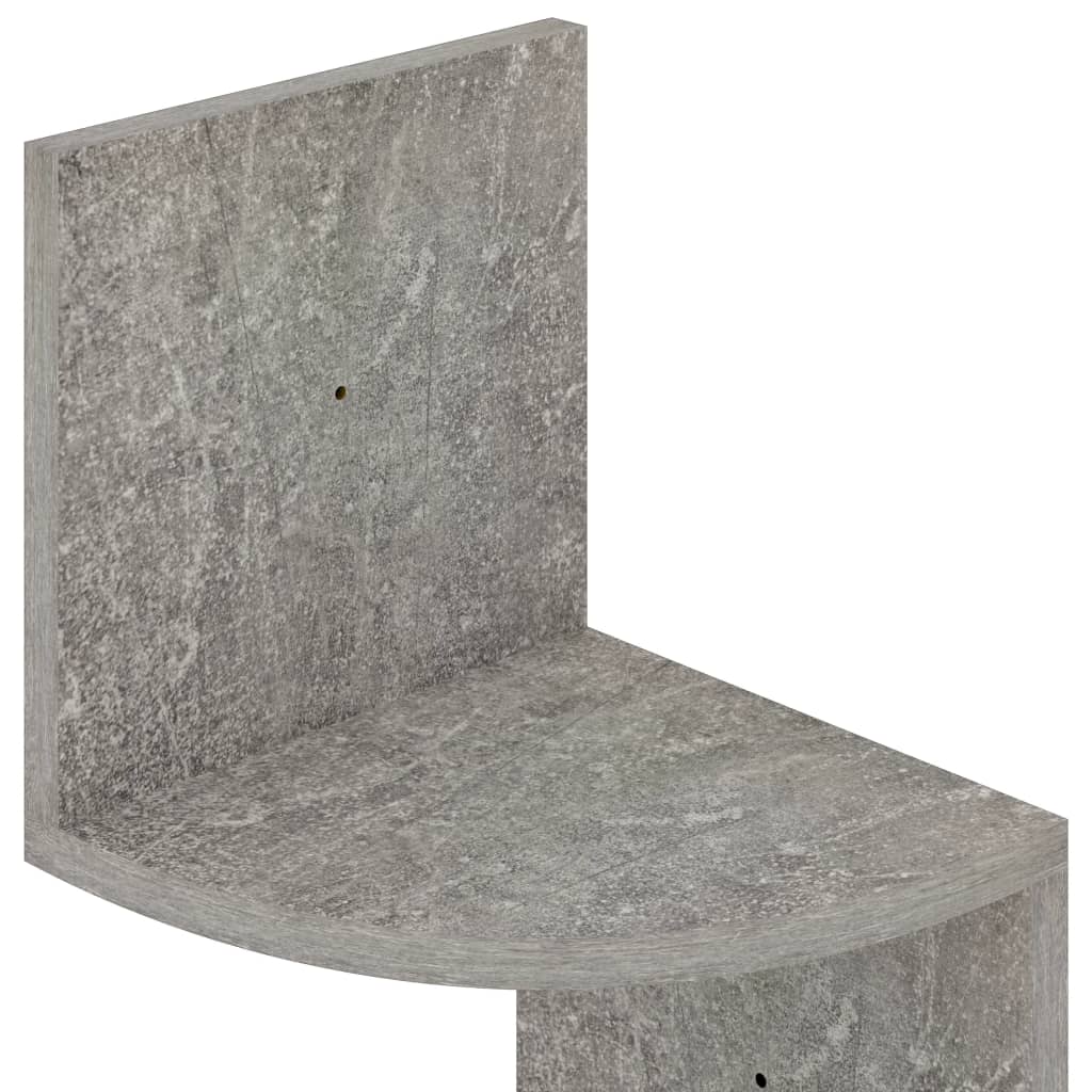 væghængt hjørnehylde 19x19x123 cm konstrueret træ betongrå