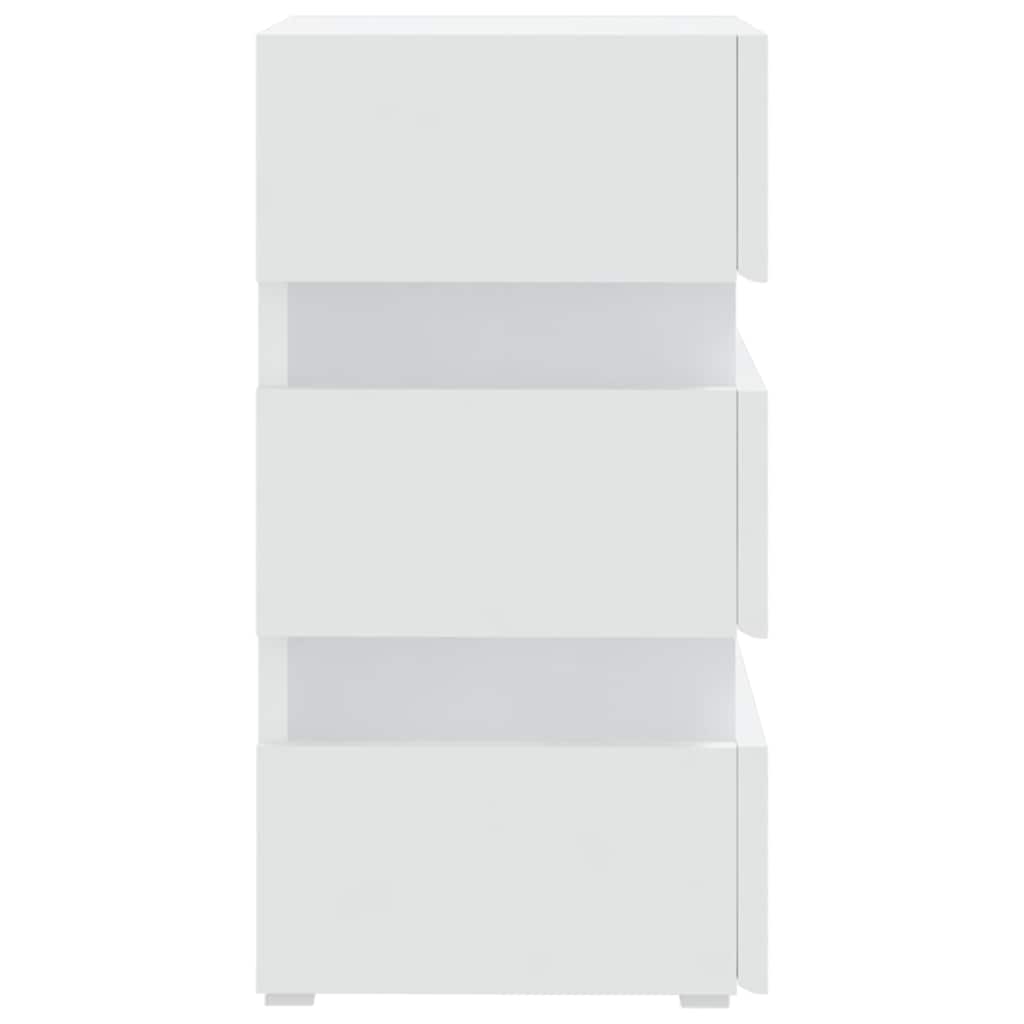 sengebord med LED 45x35x67 cm konstrueret træ hvid