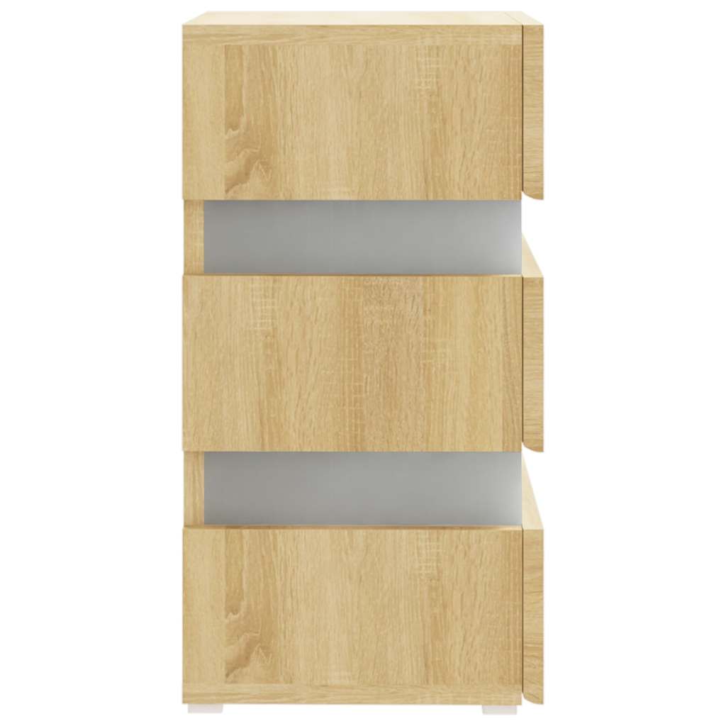sengebord med LED 45x35x67 cm konstrueret træ sonoma-eg