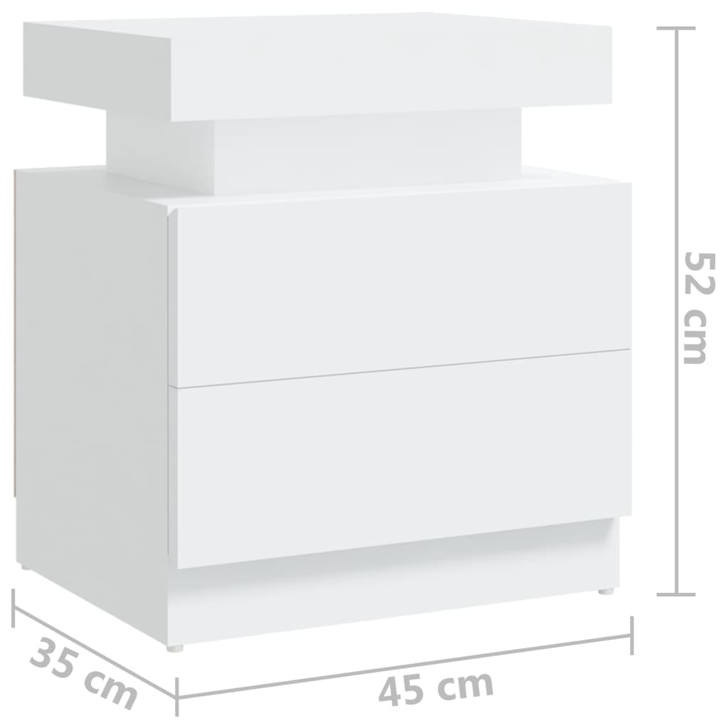 sengebord 45x35x52 cm konstrueret træ hvid