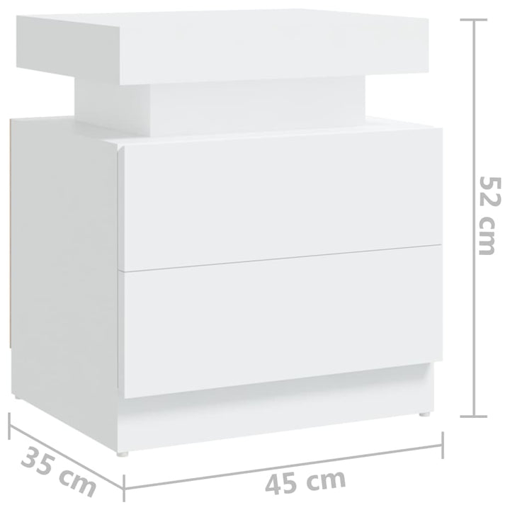 sengebord 45x35x52 cm konstrueret træ hvid