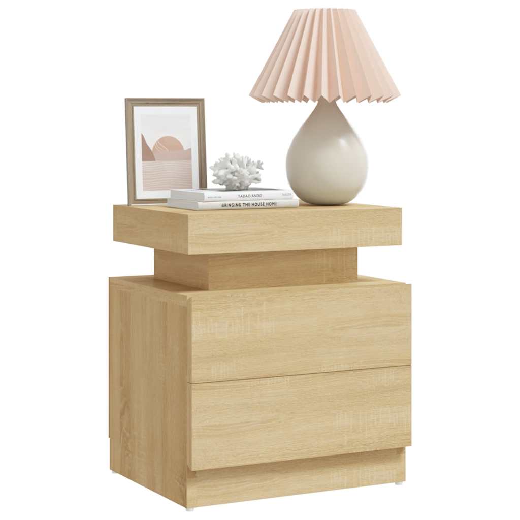 sengebord 45x35x52 cm konstrueret træ sonoma-eg