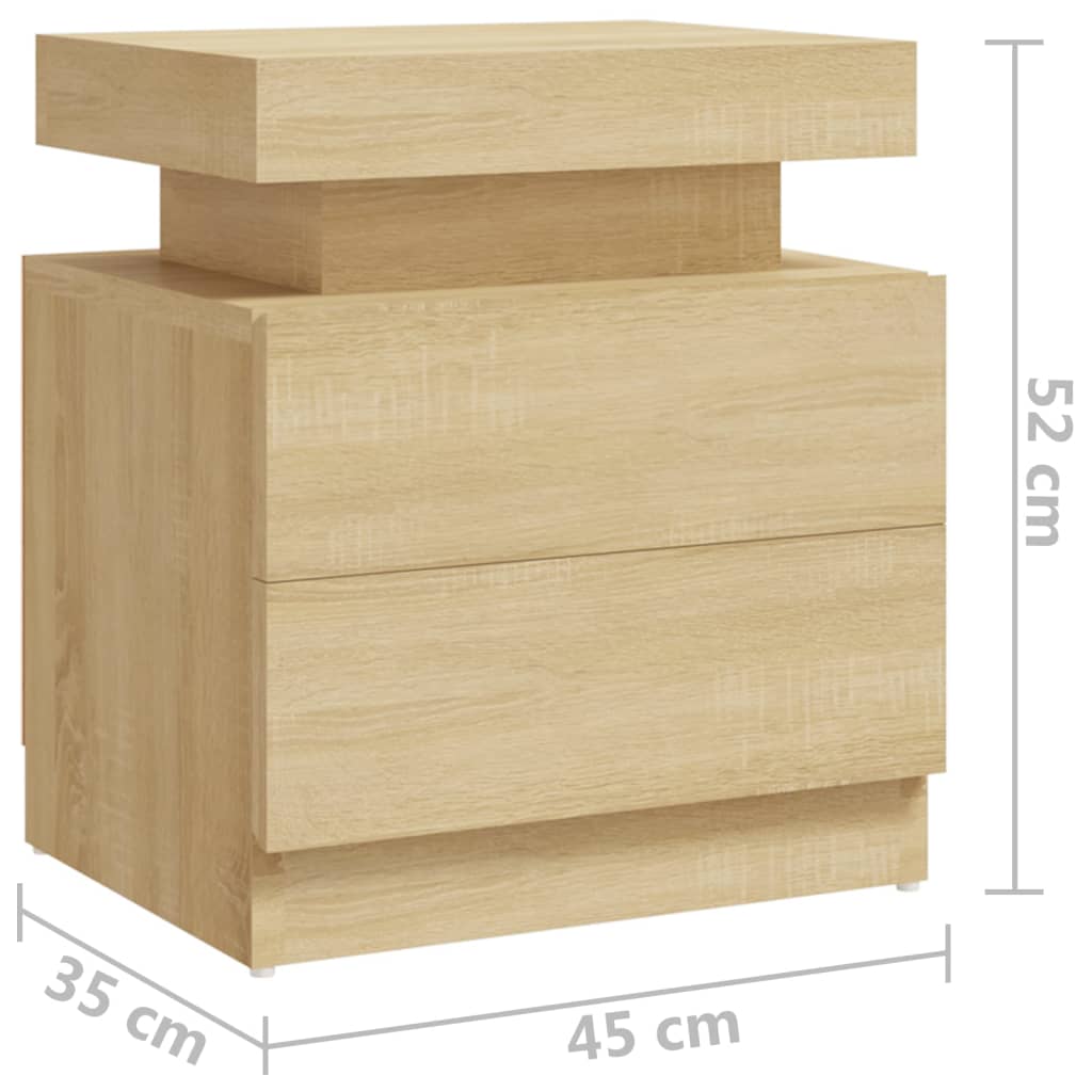 sengebord 45x35x52 cm konstrueret træ sonoma-eg