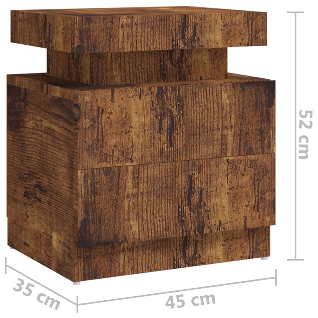 sengebord 45x35x52 cm konstrueret træ røget egetræsfarve